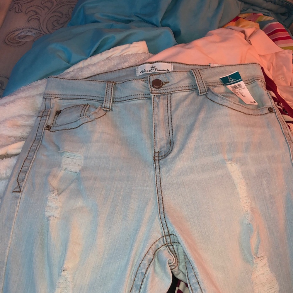 Rue21 High-Rise Roll Up Light Ripped Jeans